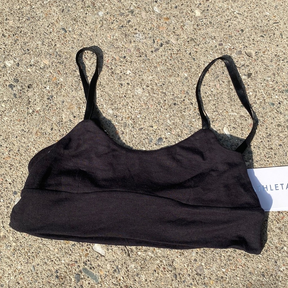 Athleta Well Rested Ribbed Sleep Bra Black Small NWT